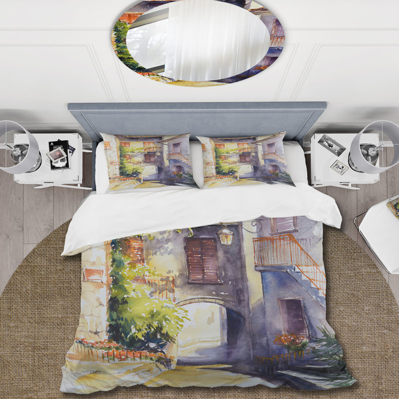 Rustic and Idyllic Italian Village - Ensemble de housse de couette Country - Microfibre de polyester