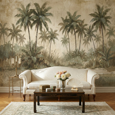 Papier peint rétro tropical