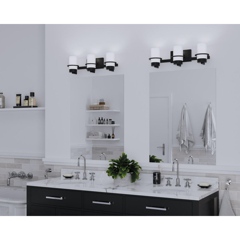 Éclairage pour meuble-lavabo à 3 lumières à intensité variable Casidee, Noir mat