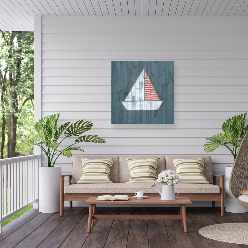 Toile d'extérieur Grace Popp «Nautical Plank I», H 14 po x l 14 po x P 1,5 po