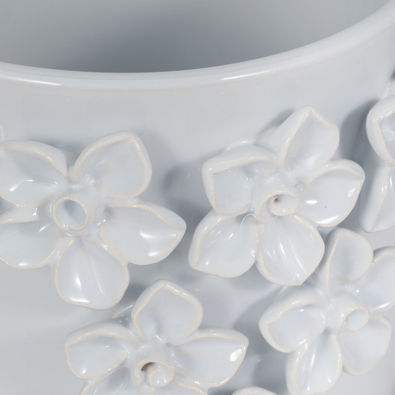 Motif floral en céramique Adeline Planter, H 7 po x l 7 po x P 7 po, Blanc