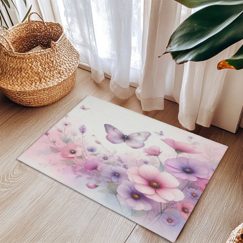 Tapis tressé Butterfly Bloom, Rectangulaire 3 pi x 5 pi
