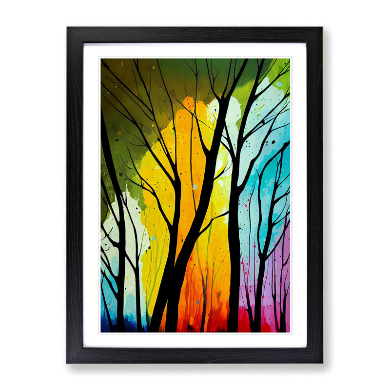 Spring Forest Splatter Vol.2 - Single Picture Frame Painting, Black, 64cm H x 46cm W x 2cm D