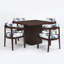 Ensemble de salle à manger contemporain pour 4 personnes avec table cannelée et chaises en bois d'hévéa Drake