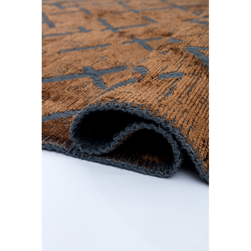 Brown/Black Abstract Luxury Area Rug, Rectangle 7'10" x 11'2"