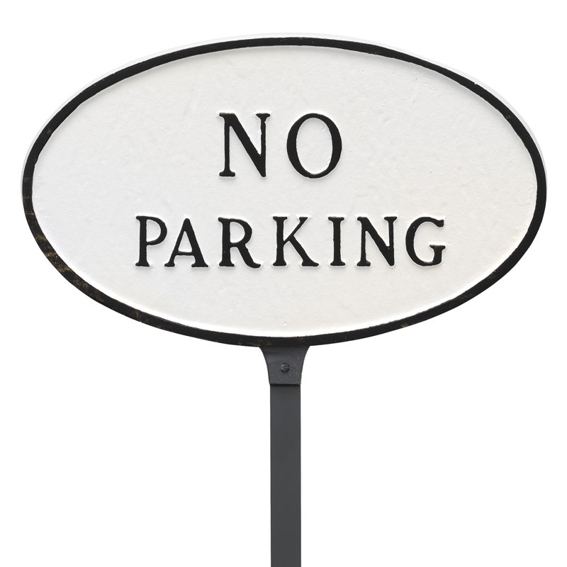 Petit panneau de plaque ovale avec stationnement, Blanc / Noir, H 6 po x l 10 po x P 0,25 po