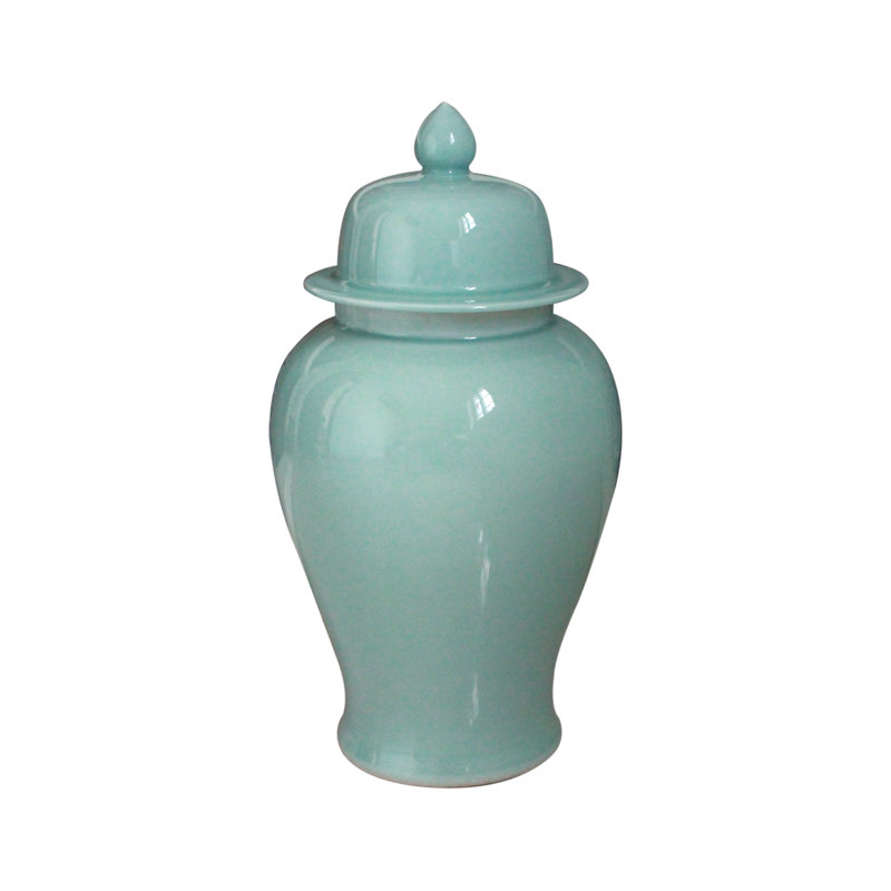 Handmade Jar, 15" H x 7.5" W x 7.5" D, Celadon