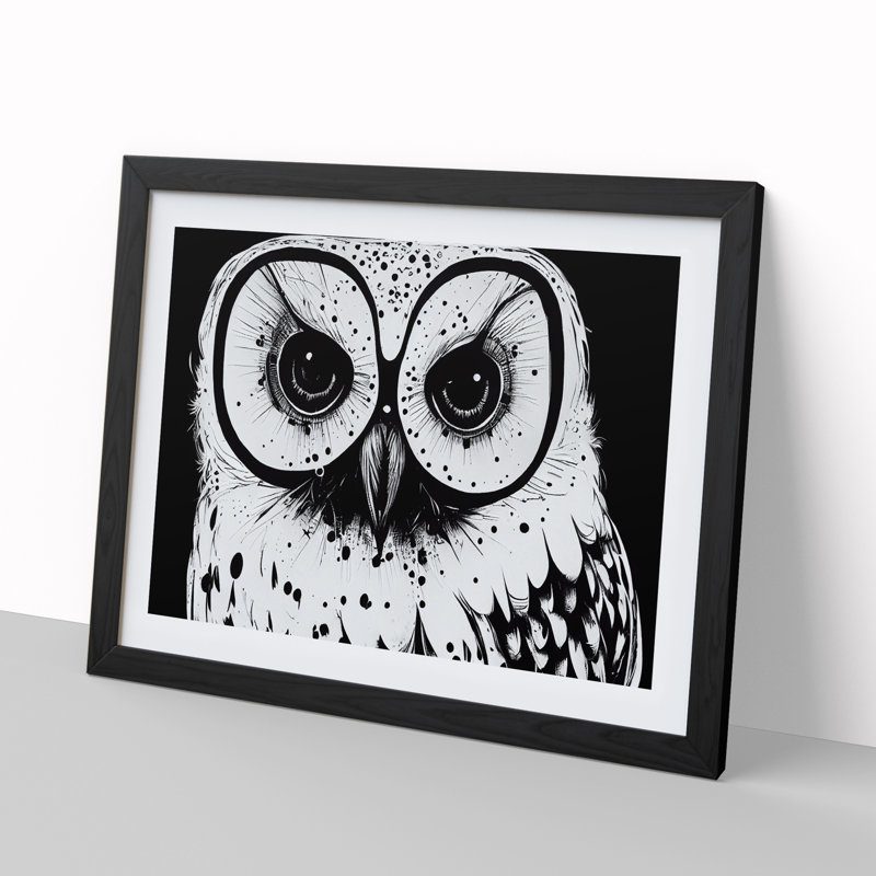 Striking Owl Art Vol.3 - Single Picture Frame Print, 46cm H x 64cm W x 2cm D, Black