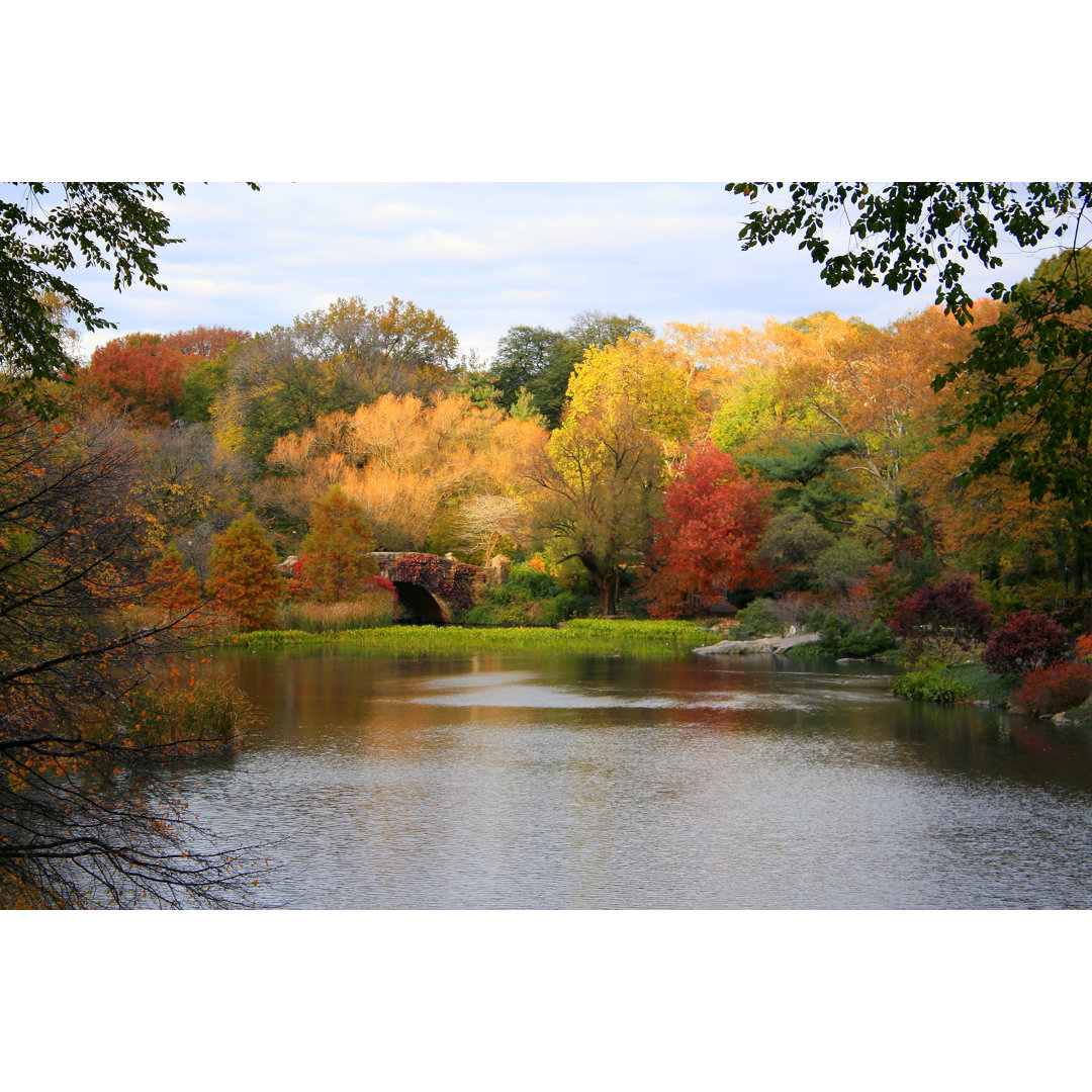 Central Park Gapstow Bridge In Autumn von Agustavop - Leinwand Kunstdrucke