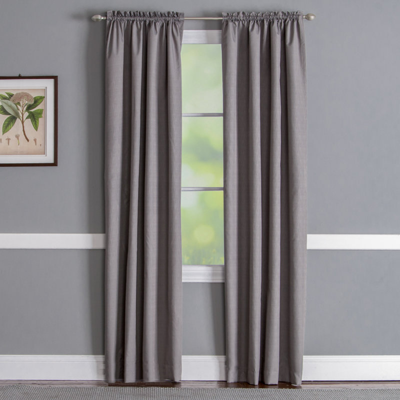 Syreeta 100% Polyester Room Darkening Solid Color Curtain Panel with Rod Pocket Top, 40" W x 84" L, Cafe
