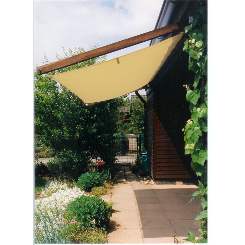 Sun Shade incl. Mounting Kit, Cream, 270 x 140cm, Laufhakenstopper, Edelstahlseil und 2 Seilspanner