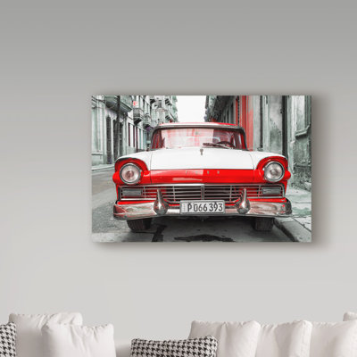 Cosey «Old Ford Red Car», reproduction de photo sur toile tendue