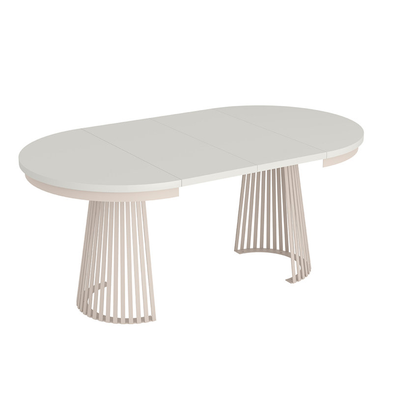Extendable Metal Base Dining Table, Alpine White, Cashmere