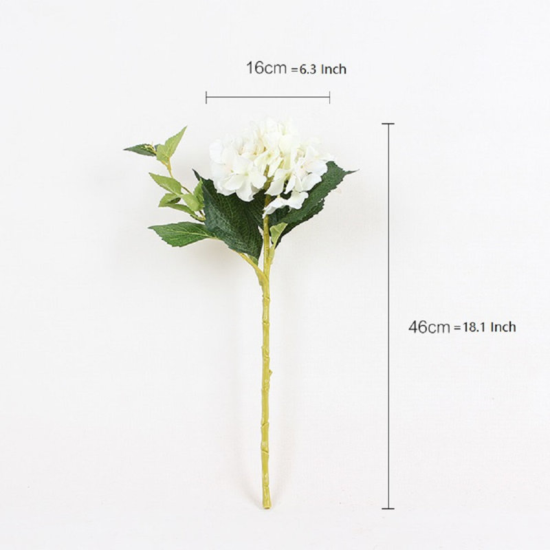 Silk Hydrangea Arrangement, 3 Stems, 18.1" H x 6.3" W x 6.3" D, White