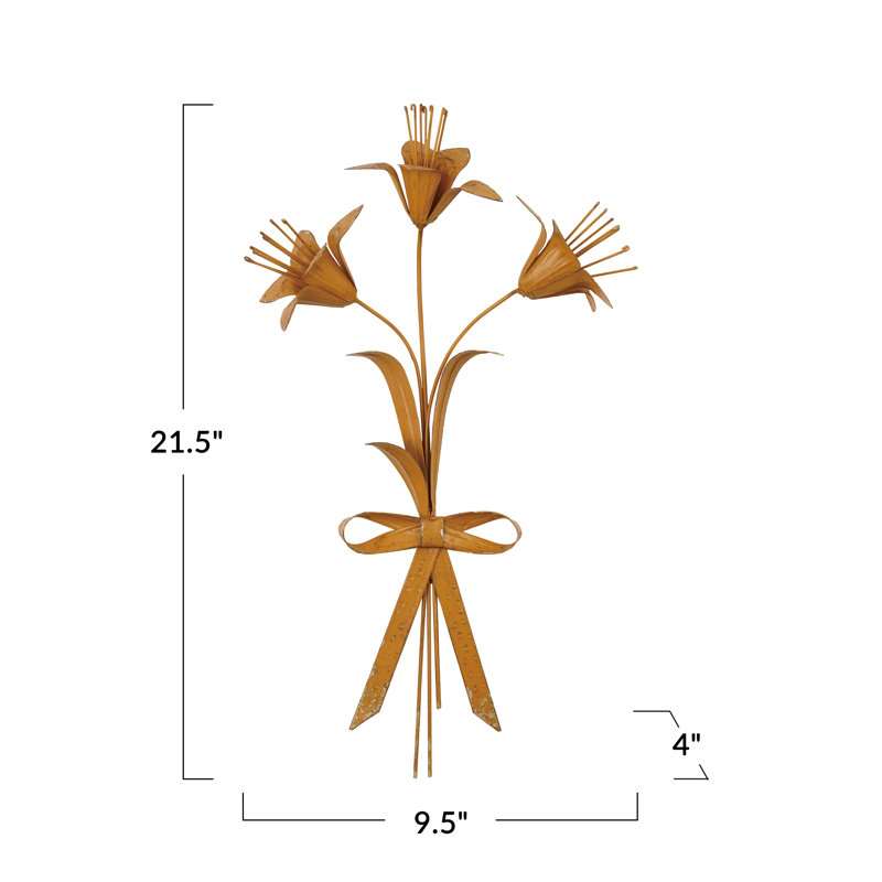 Matte Mustard Iron Flower Wall Art