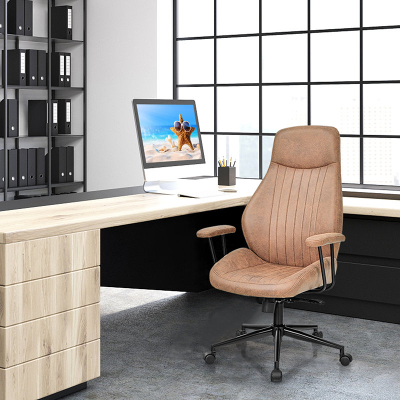 Latitude Run Turnbridge Suede Executive Chair, Brown