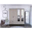 Armoire Bolton 160, six tablettes, deux armoires à deux portes, deux miroirs, deux tiroirs, tringle