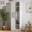 Armoire de rangement pour garde-manger avec support à vin et tablette de rangement coulissante à plusieurs niveaux