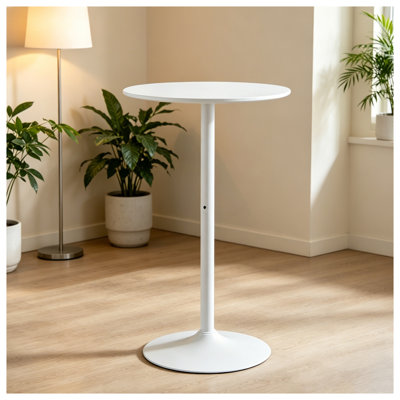 Table de bar 24 po à hauteur de comptoir ronde avec base en fer, blanc