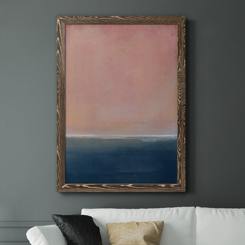 Coucher de soleil - Peinture sur toile encadrée, H 37,5 po x l 27,5 po x P 1,5 po, Toile avec cadre en noyer