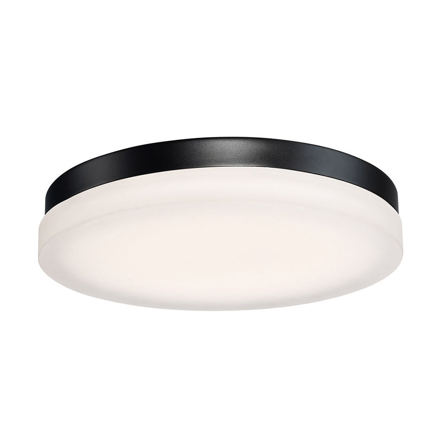 Single Light Glass LED Flush Mount, Black, 2.5" H x 11" W x 11" D, 3500K