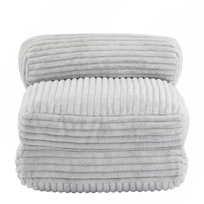 Indoor Foldbable Bean Bag Lounge Chair, Light Gray