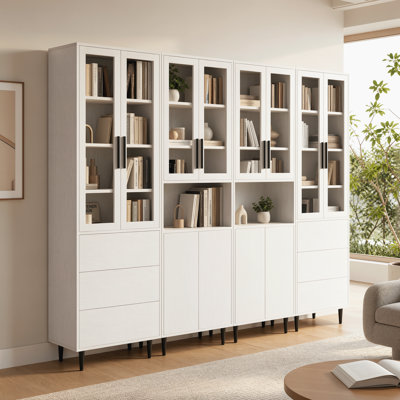 Wilma 94.4"W Book Cabinet Storage Bookcase