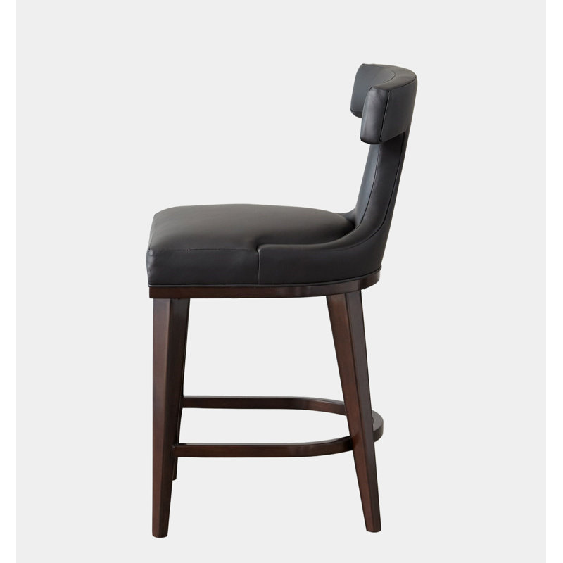 Anvil Back Counter Stool, Black Leather
