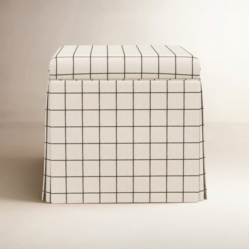 Jebb Upholstered Storage Ottoman, Line Tattersall Green