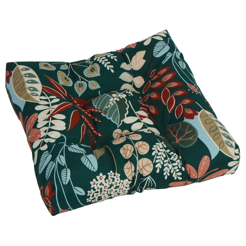 Outdoor 5'' Seat Cushion, Green Floral