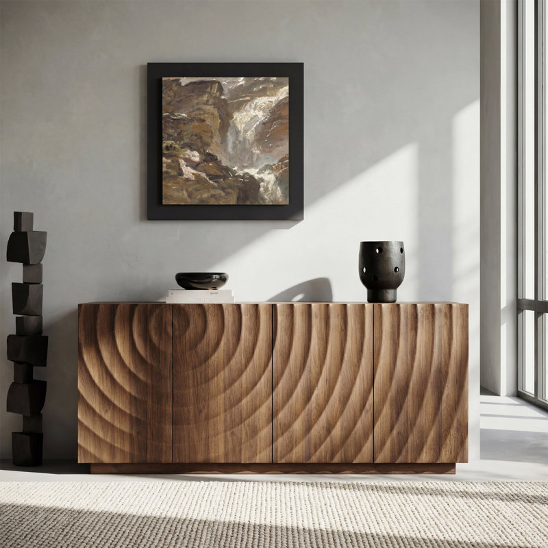 Stylish And Functional 4-door Cabinet, Walnut