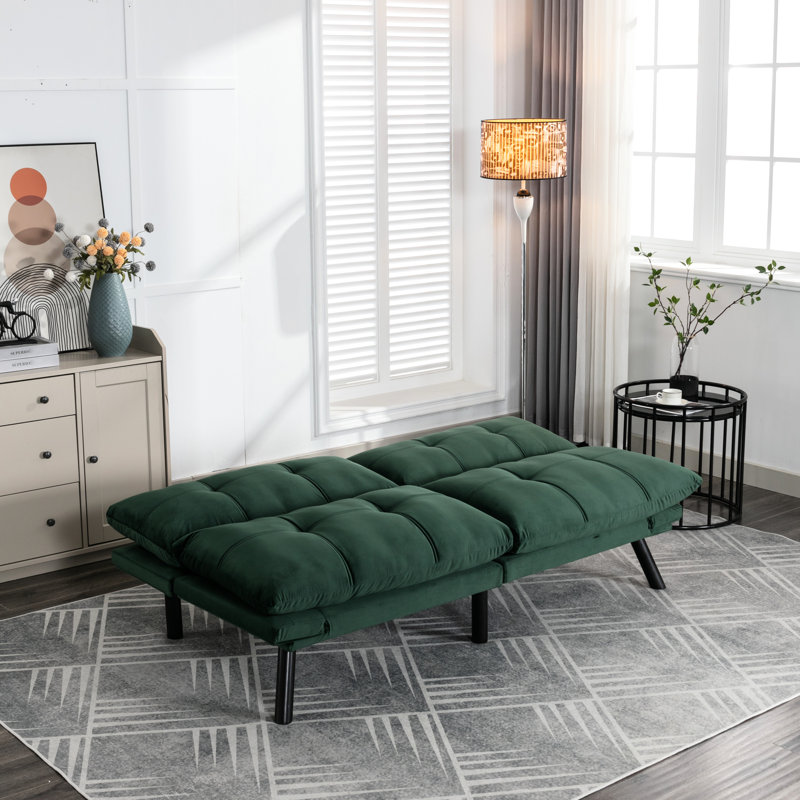 Lit convertible pour lit simple, petit espace, bois de pin blanc, rembourrage en mousse, accoudoirs et dossier réglables, lit simple tapissier moderne de poids maximal de 800 lb, housse lisse,