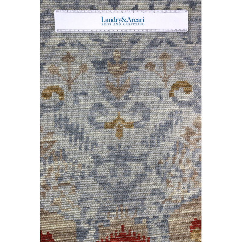 Wool Ikat Area Rug in Blue/Gold/Ivory, Rectangle 8'10" x 11'8"