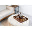 Plateau de service en bois d'acacia avec poignées en aluminium - Grand plateau de table basse avec repose-pieds pour collations, boissons, charcuterie, décoration rustique et service de réception