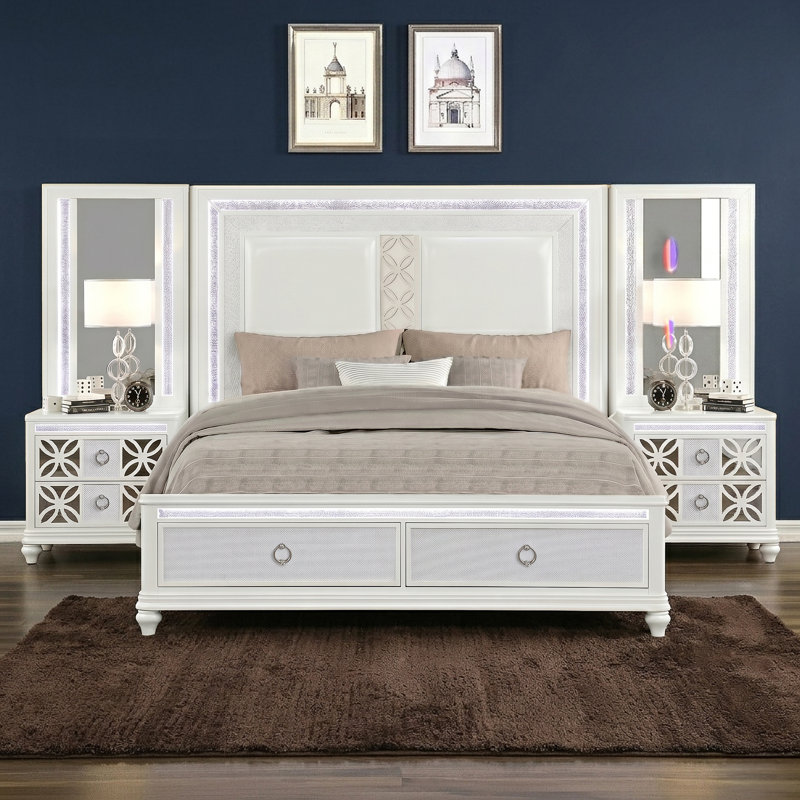 Ensemble de chambre avec très grand lit à 5 pièces Ankara, 5 Pcs: Bed, Dresser, Mirror, 2 Nightstands, Très grand lit