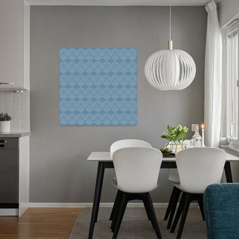 Art mural écailles bleues tissées, H 32 po x l 32 po