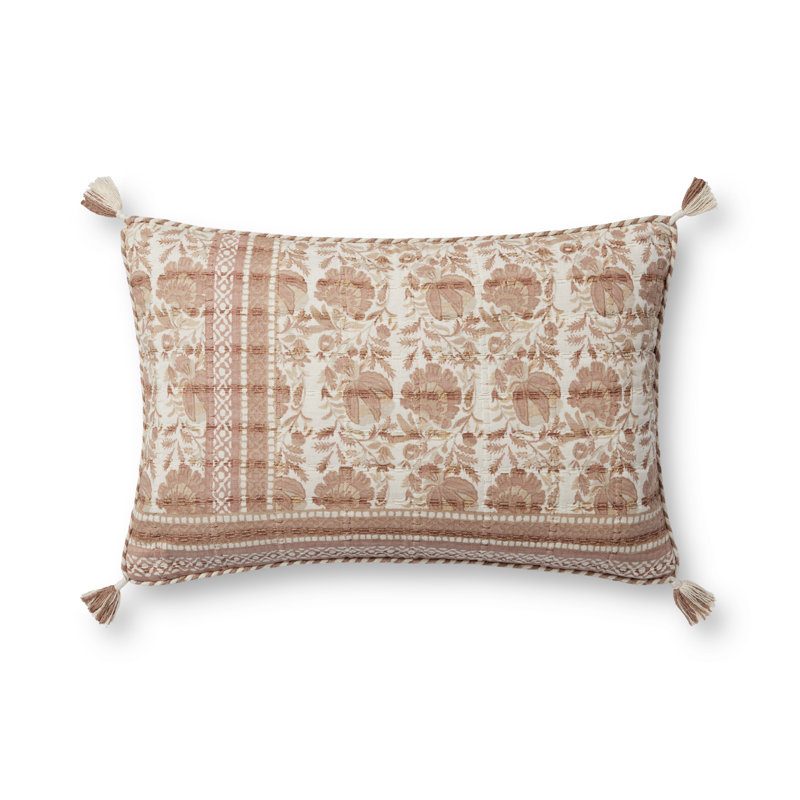 Tassels 100% Cotton Reversible Throw Pillow, Down