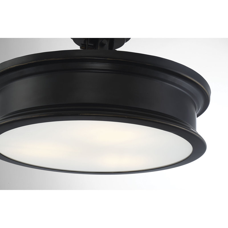 Rosanne 3 - Light 16" Simple Drum Semi Flush Mount in Bronze, Bronze