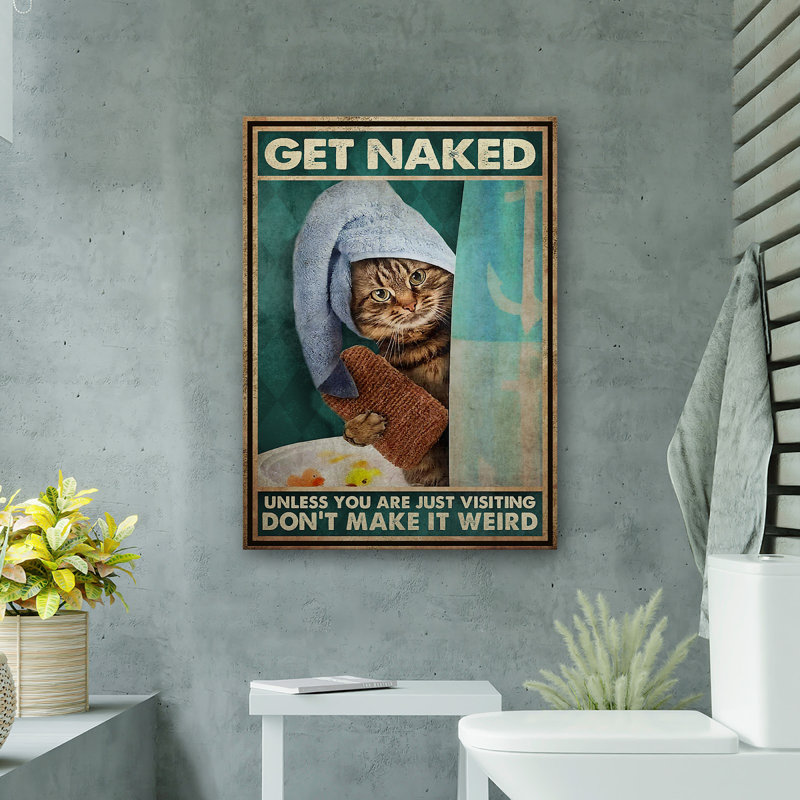 Chat brun - Toile tendue avec une galerie «Get N nu», décoration d'illustration pour salle de bain