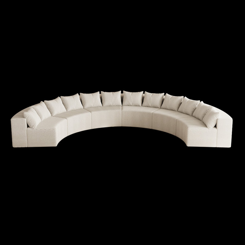 Canapé modulaire courbé, canapé modulaire avec coussins, H 30,53 po x l 181,03 po x P 90,03 po, Beige