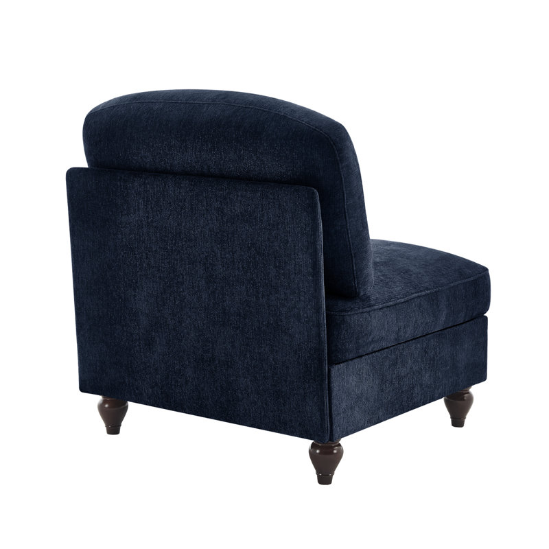 Armless Sofa Chenille W/1 Pillow, Blue