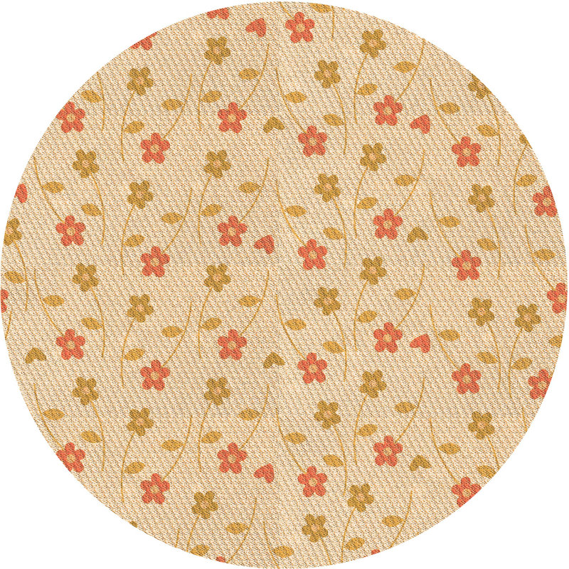 Floral Indoor Rug, Round 7'