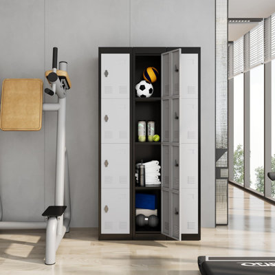 71" Steel Locker Cabinet with Lockable Doors, 4-Compartment Narrow Storage Unit for Office, Gym & Warehouse