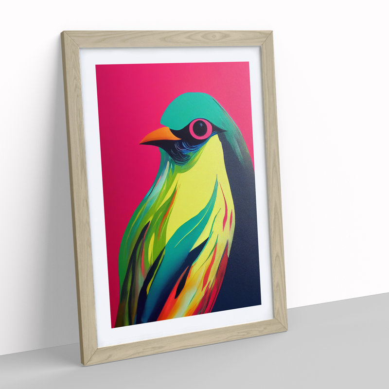 Bird Painting - Wall Art, White, 64cm H x 46cm W x 2cm D, Oak
