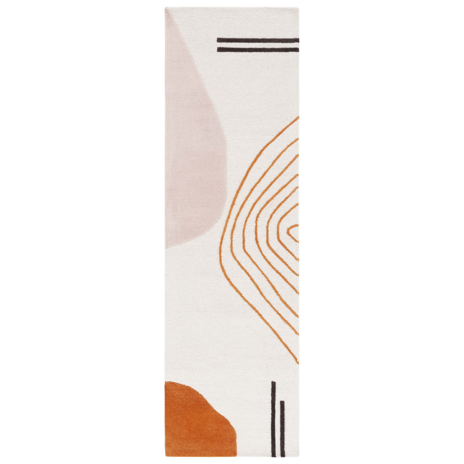 Felipe Ivory Rust Hand-Woven Abstract Wool Rug, Runner 2'3" x 10'