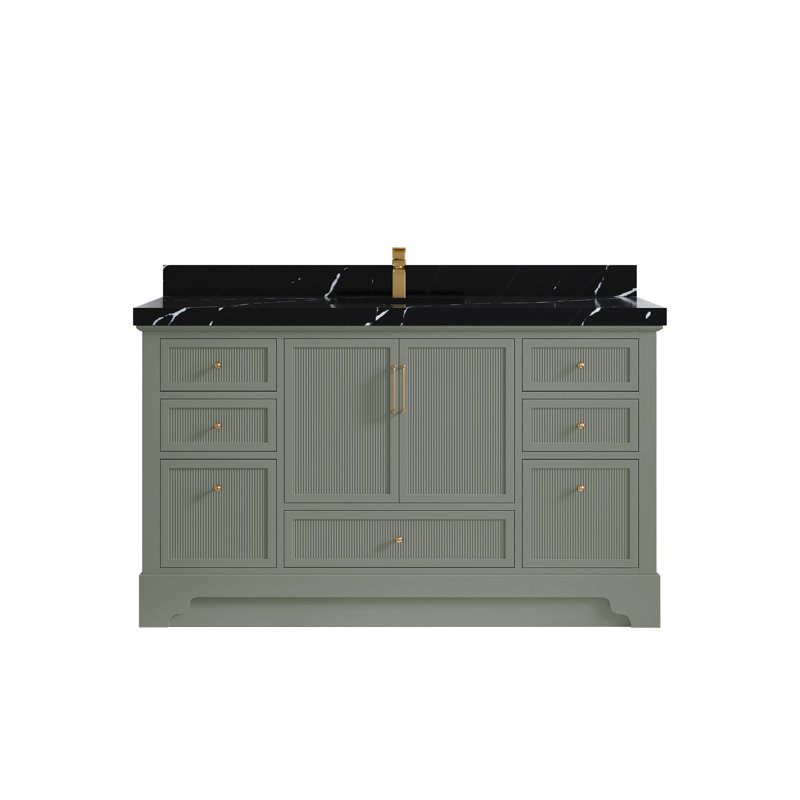 Alys 60'' Single Bathroom Vanity with Top, Calacatta Black