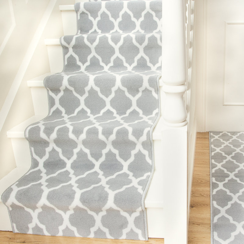 Grey Trellis Stair Carpet, Runner 70 x 883cm