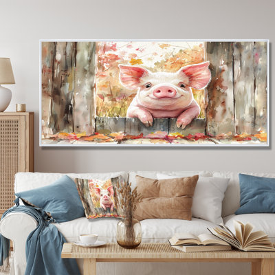 Portrait de cochon à la grange - décoration murale cochon