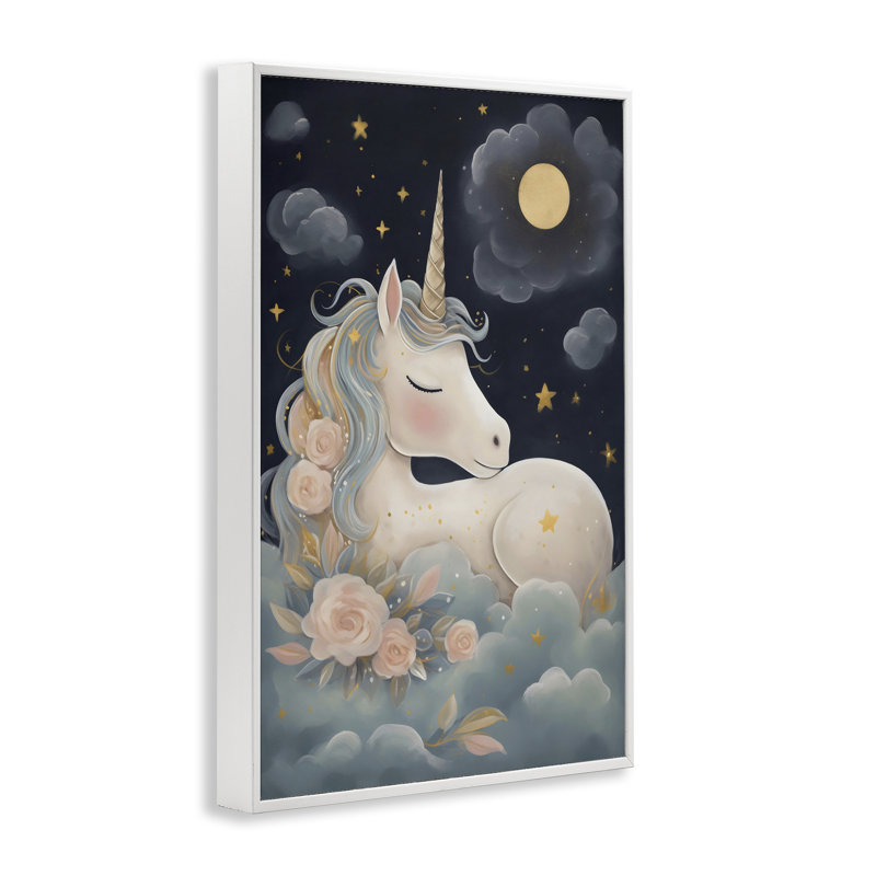 Licorne entourée de nuages, estampe numérique, design by Creative Studio, H 18 po x l 12 po