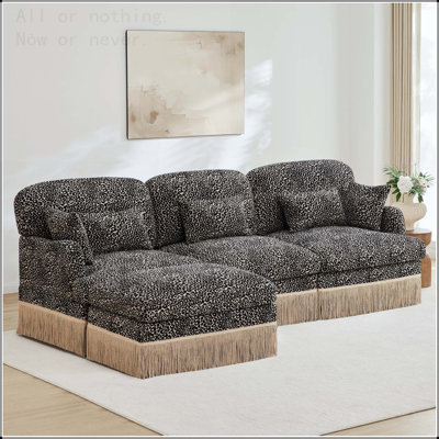 Leopard Print Chenille Sectional Sofa
